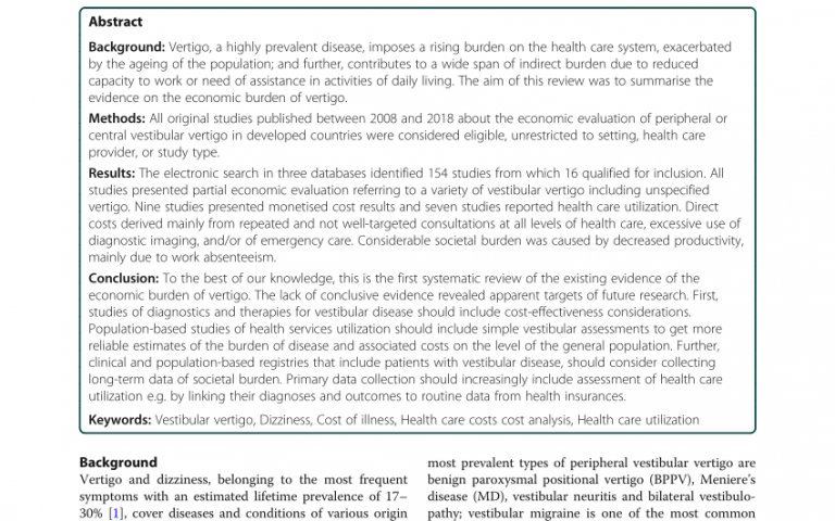 Los importantes costos derivados de padecer de vértigo y mareos